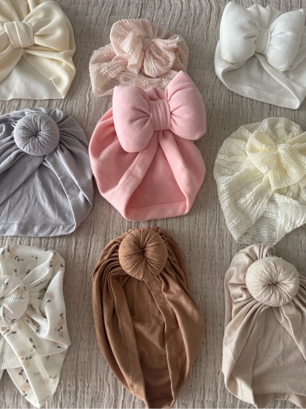 Kids Knotted Turban Headband Set - Neutral & Pink Colors